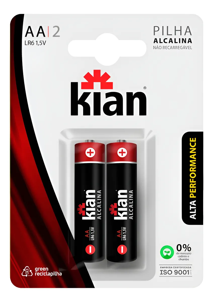 Pilha Alcalina AA - Blister C/2 Kian