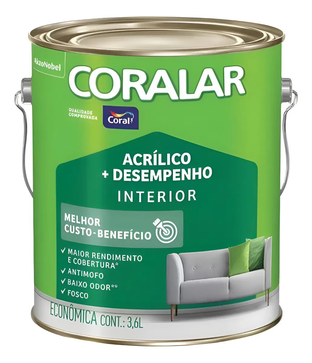 Tinta Látex Anti Mofo Acrílica Parede Coral Coralar 3,6l.- Cores Cor Branco