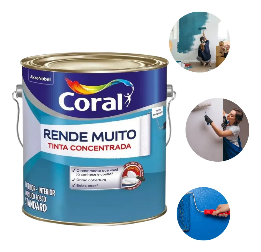 Tinta Acrílica Branca Fosca Rende Muito Coral 3,6L.